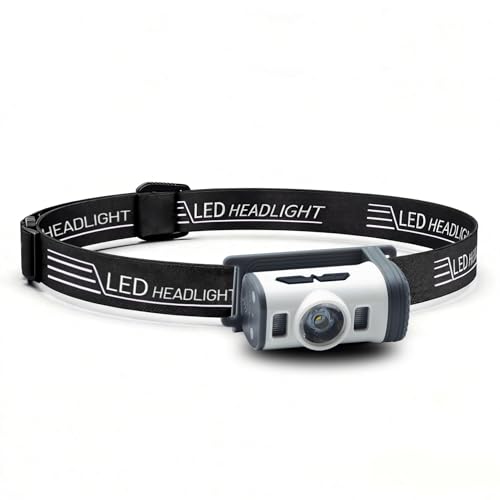 Headlamp Rechargeable, Super Bright LED Motion Sensor Headlight EDC, Detachable Head Lamp with Headband, Waterproof 8-Mode Flashlight with Red/BLue/White Light for Camping, Hiking, Running, Fishing