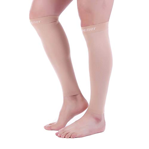 Doc Miller Calf Compression Sleeves 30-40 mmHg for Men & Women, 1 Pair - color: Beige, size: X-Large