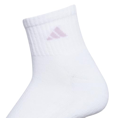 adidas Women's Athletic Cushioned Quarter Ankle Socks 6 Pairs - color: White/Clear Sky Blue/Bliss Lilac Purple