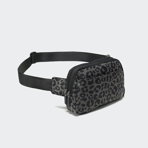 Pander Nylon Fanny Pack Belt Bag for Women with 5 Zipper Pockets - color: Grey Leopard