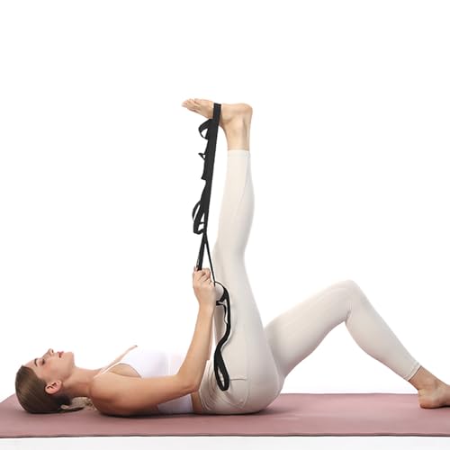 Stretching Strap Yoga Straps 10 Loops Non-Elastic Stretch Band for Pilates, Flexibility, Exercise and Gymnastics,Hamstring, Stretching with Loops for Hamstring, Calf & Back Stretcher Mobility