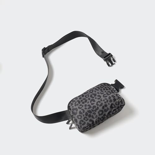 Pander Nylon Fanny Pack for Women, Two-Way Zipper Crossbody Bag - color: Grey Leopard
