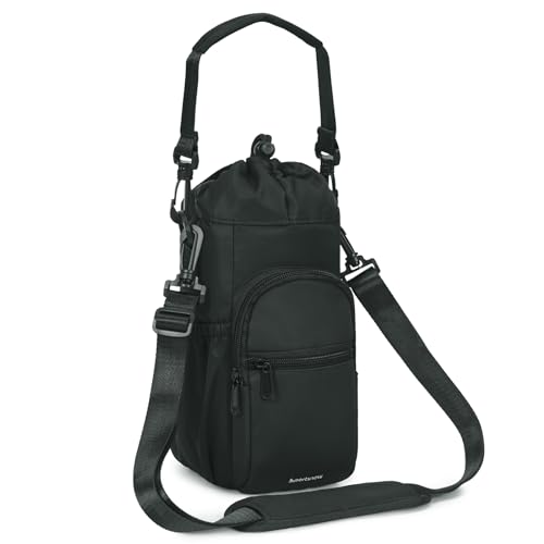 sportsnew 40oz Insulated Crossbody Water Bottle Sling Bag w/Phone Pocket - color: Black
