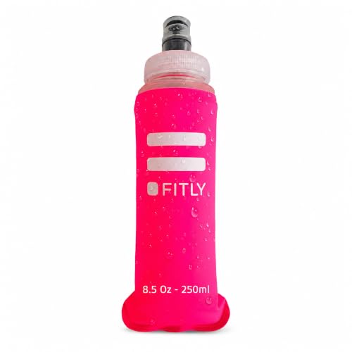 FITLY Soft Flask Running Water Bottle - Collapsible Hydration Flask - color: Pink, size: 8.5 Ounces