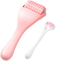 Tondiamo 2 Pcs Muscle Roller Portable Massager Roller, Pink, Silicone - color: Pink, style: Silicone