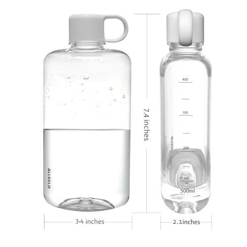 Portable Flat Water Bottle, 16.9 oz, White - color: White, size: 16.9 Ounces