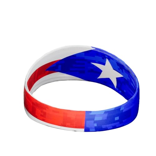 40+ Designs! Unisex Headband/Sweatband. Best for Sports, Fitness, Working Out, Yoga. Tapered Design - color: PUERTO RICO FLAG