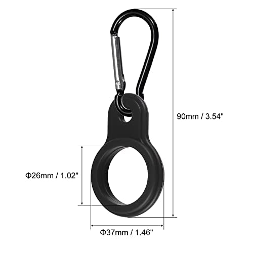 Silicone Water Bottle Clip with Buckle, 3 Pack Drink Holder Hook Keychain Clip Ring for Outdoor Activities Daily Use, Black