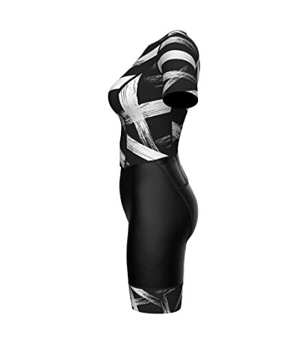 Sparx Aero Triathlon Suit Women Short Sleeve Tri Suit Women Running Swimming Cycling SkinSuit - color: Brushes, size: XX-Large