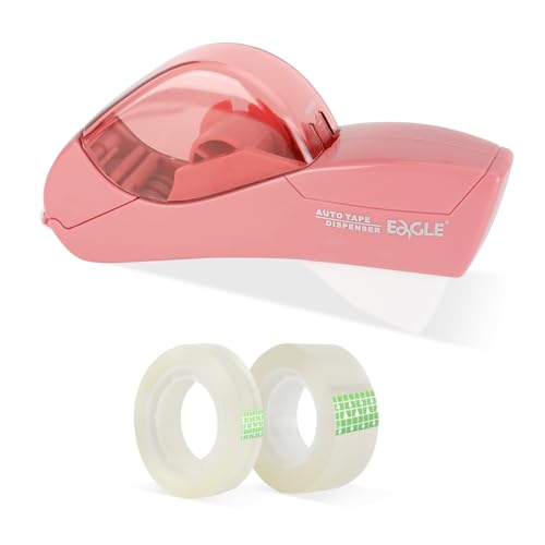 Eagle Automatic Tape Dispenser, Handheld & Portable Design, Office Tape Gun, One-Handed Operation with Safety Blade for Office, Home, DIY or Packaging (Includes 2 Free Tapes)（Flamingo Pink） - color: Flamingo Pink
