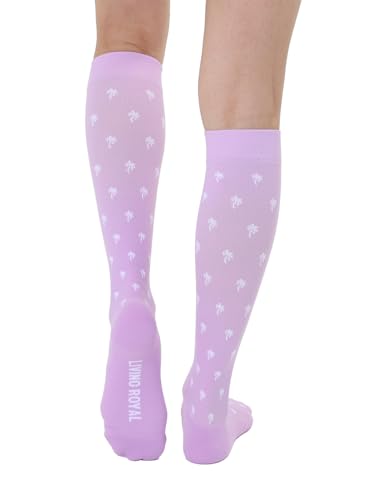 Living Royal Compression Socks - Graduated Compression 15-20mmHg, Padded Cushion Bottom Fun Socks, Moisture-Wicking - color: Palm Tree