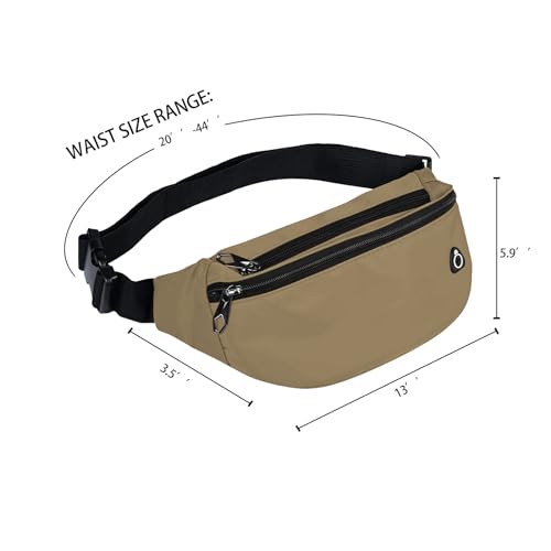 Fanny Packs for Men and Women Water-Repellent Sports Waist Pack Bag - color: 1pack-Khaki