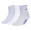 adidas Women's Cushioned Socks 3 Pairs - color: Frozen Purple/Clear Onix Grey/Solar Purple/4.0/Quarter, size: Medium, style: Quarter