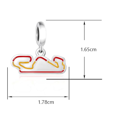 F1&Famous Race Racetrack Charm for Bracelet Necklaces, S925 Sterling Silver Charms, UK Brazil Spain Race Track Charms Jewelry Racing Souvenirs Gift - color: Race Racetrack Q4091