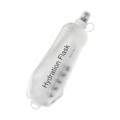 CLINTT 500ml Soft Flask, Foldable Running Water Bottle, TPU Folding Soft Water Flask, BPA-Free Collapsible Flask for Hydration Pack Running Vest, Cycling, Climbing, Hiking - 1Pcs, White - color: 500ml white
