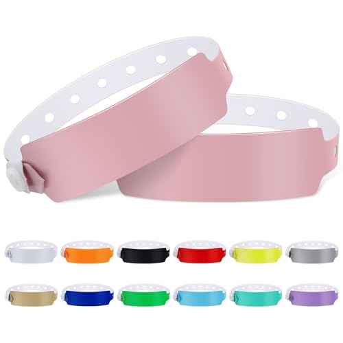 100pcs Vinyl Wristbands, Disposable Waterproof Wristbands(Color : Pink) - color: Pink