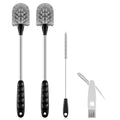 SLUXKE Bottle Brush Set with Straw Cleaner Brush and 3 in 1 Cup Lid Cleaning Brush, Bottle Brush Cleaner with Long Handle for Cleaning Cup, Water Bottles, Tumblers, Baby Bottles - color: Gray