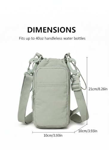 Bokelai Water Bottle Holder Bag with Strap Lightweight Crossbody Carrier Sling Bag for Hiking Camping Travelling Water Bottle Sleeve Gym Accessories - color: Light Green