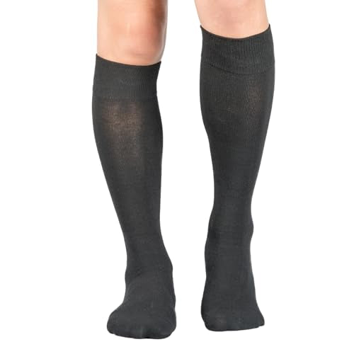 3 Pairs Men's Knee-High Dress Socks - color: Charcoal Heather - 3 Pairs, size: 7-12 Tall