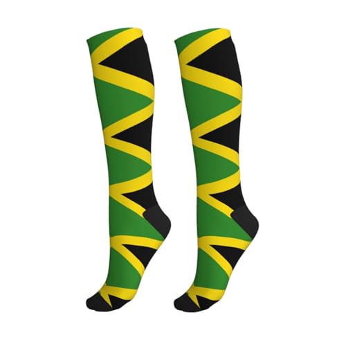 Compression Socks Knee High Support Stockings Women Men - color: Jamaican Flag