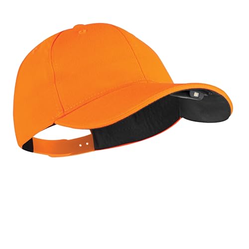 LED Hat Light - POWERCAP Baseball Cap with Light Built in - LED Cap Visor Light with Bright Headlight and IPX4 Rating - color: 2.5 Structured Blaze Orange