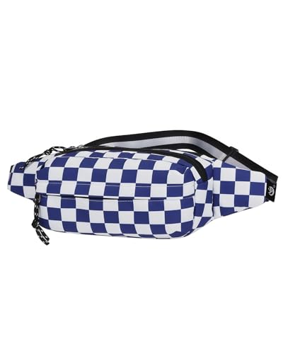 AIBEARTY Fashion Fanny Pack Small Checkered Waist Pack Belt Waist Bag Pack Pouch with Adjustable Strap for Sport Running,Camping,Trip - color: Blue Check Pattern