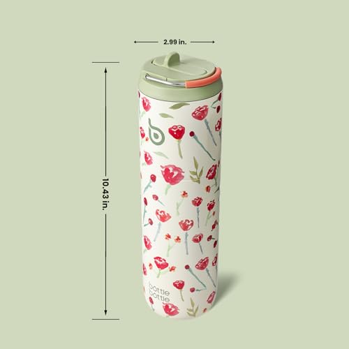 BOTTLE BOTTLE Insulated Water Bottle 24oz with Straw Lid and Handle Sports - color: Rose Red