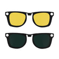 HIBLOKS 2Pcs Polarized Clip for Ray-Ban Meta Wayfarer (RW4008/RW4012 53-22) - size: Large, Yellow+Green, Matte Black Frame