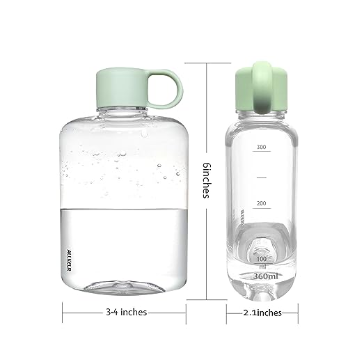 Portable Flat Water Bottle, 12.2 oz, Green - color: Green, size: 12.2 Ounces