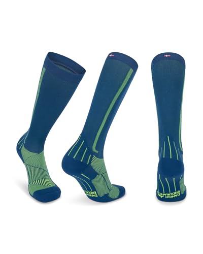 DANISH ENDURANCE Compression Socks, 21-26 mmHg, Circulation Aid, 1 & 2-Pack - color: Blue/Neon Yellow, size: Medium