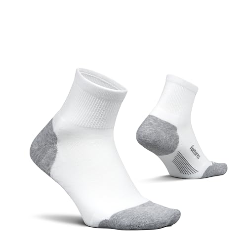 Feetures Elite Max Cushion Quarter Running Sock, 1 Pair - color: White, size: Small
