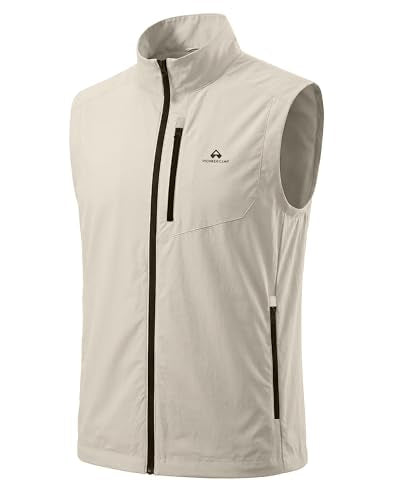 Pioneer Camp Women's Lightweight Softshell Vest Windproof Sleeveless Jacket with Zip Pockets for Running Hiking Fishing - color: Light Khaki, size: X-Large