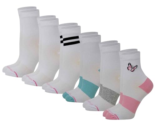 Mid-Crew Compression Socks | Half-Cushion | Dr Motion ( 6 Pairs ) - color: Assorted White