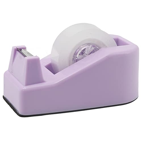 Desktop Tape Dispenser Heavy Duty Desk Accessories Floral Office Tape Dispensers, Weighted Non-Skid Base, Macaron Purple - color: Purple
