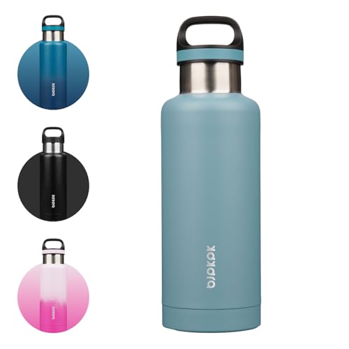 BJPKPK 32oz Insulated Water Bottle Stainless Steel Water Bottle with Handle - color: Light Blue, size: 32 Ounces