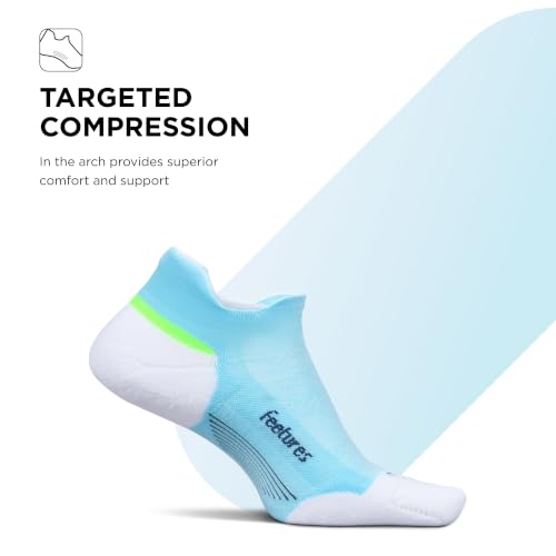 Feetures Elite Max Cushion No Show Tab Ankle Sock - color: Cool Plunge (1 Pair), size: Large