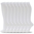 fenglaoda 8 Pairs Compression Socks for Men & Women 20-30 mmHg Knee High Nurse Pregnant Running Medical and Travel Athletic - color: 06-8 Pairs-white-new, size: Large-X-Large