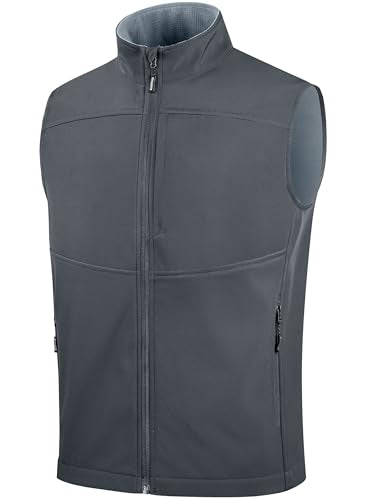 FREE SOLDIER Men's Lightweight Golf Vest Outerwear Windproof Sleeveless Softshell Jacket Running Vest - color: Gray, size: Medium
