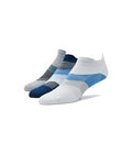 Feetures Elite Ultra Light No Show Tab Ankle Socks - Sport Sock with Targeted Compression - color: Blue Wave/White Tide/Stone Ivy, size: Small