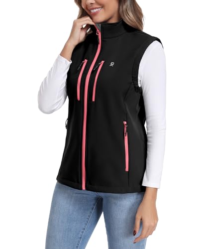 Little Donkey Andy Women's Fleece Softshell Vest Windproof Multi Pockets - color: Black, size: X-Small