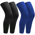 2 Pairs Leg Sleeves,Full Leg Compression Sleeve,Sports Compression Long Knee Sleeve with Anti-slip Silicone Strips - color: Black+blue, size: XX-Large