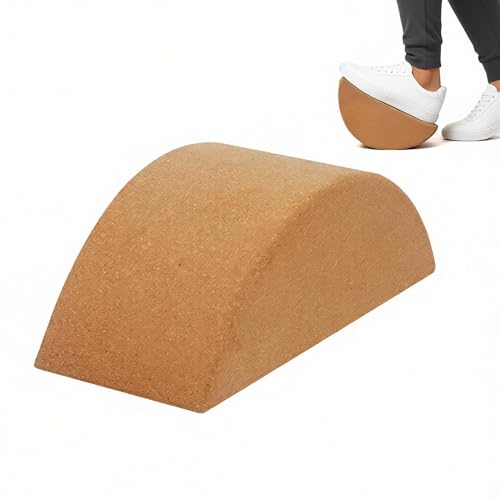 Cork Calf Stretcher Foot Rocker - Half Moon Yoga Block for Plantar Fasciitis, Recovery Ankle Stretcher Balance Blocks Leg Muscle Strength Traning Sports Workout Equipment, Anti-Slip