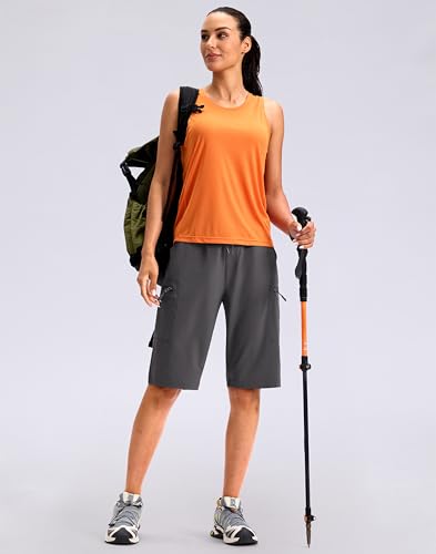 Viodia 13'' Women's Hiking Cargo Shorts Knee Length with Zipper Pockets - color: Dark Grey, size: Large