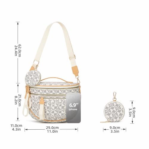 Makes Checkered Crossbody Bag Bum Bag for Women with Pouch - color: Beige Trianglehollow
