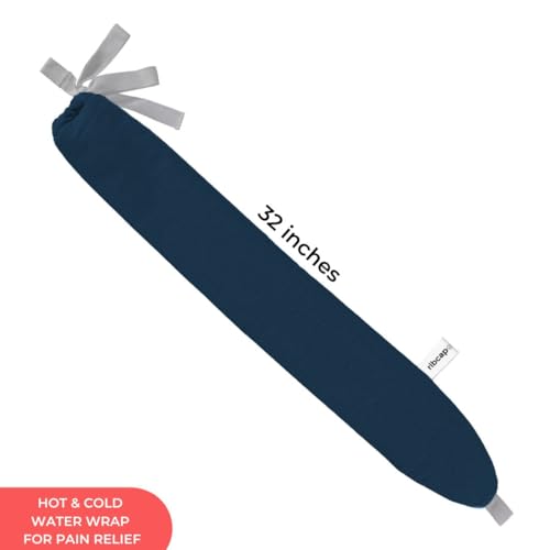 Ribcap Hot and Cold Water Wraps for Pain Relief | Navy Blue | Hot Water Bottle with Cover | Extensive Coverage | Hands Free Strap | Leak Proof - color: Navy Blue