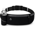 Slim No-Bounce Running Belt - Waterproof Exercise Waist Pack for Marathons, Hiking & Dog Walking - Hidden Travel Money Belt for Phones - color: Black(Bottle Holde)
