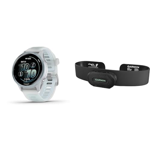 Bundle of Garmin® Forerunner® 570, 42mm, GPS Running Smartwatch, AMOLED Display, Training and Recovery Features, Cloud Blue Aluminum with Translucent Whitestone/Band + Garmin HRM-Fit - color: Cloud Blue with Whitestone HRM-Fit Bundle, size: 42mm