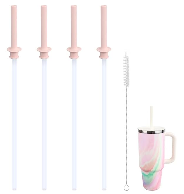 Replacement Straws and Bite Valve for Hydro Flask Around Travel Tumbler 40oz 32oz 28oz 20oz,with 1 Brush (light red) - color: light red