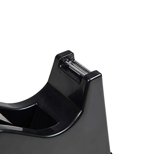 Desktop Tape Dispenser Adhesive Roll Holder (Fits 1" & 3" Core) with Weighted Nonskid Base Black - color: Black