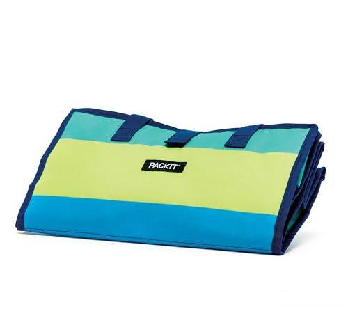 PackIt Freezable Grocery Tote 13 L Capacity, Black - color: Fresh Stripes
